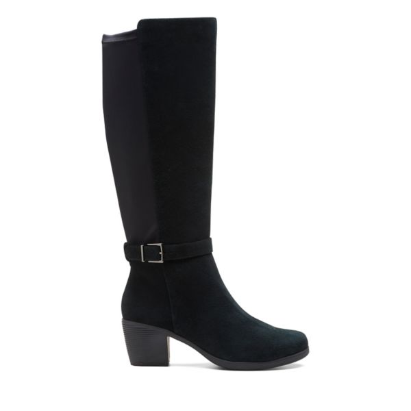 Clarks Womens Un Lindel Hi Knee High Boots Black | UK-326518 - Click Image to Close